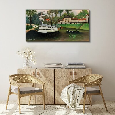 Bild auf leinwand Ein ruhiger Hafen mit einem Dampfer