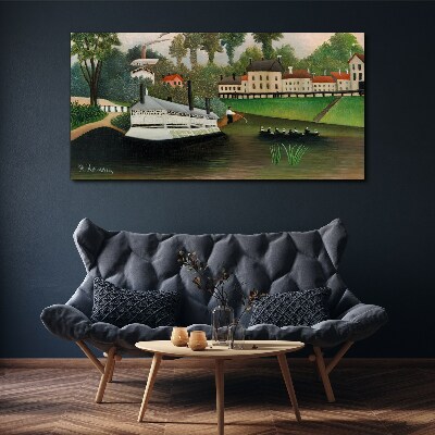 Bild auf leinwand Ein ruhiger Hafen mit einem Dampfer