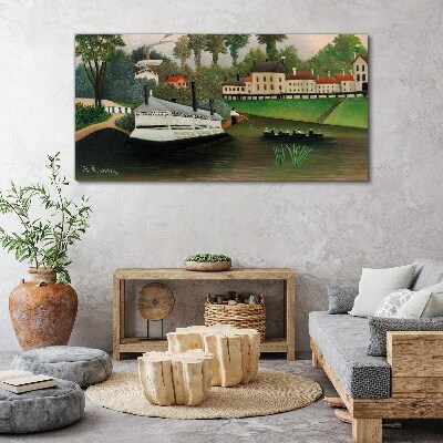 Bild auf leinwand Ein ruhiger Hafen mit einem Dampfer