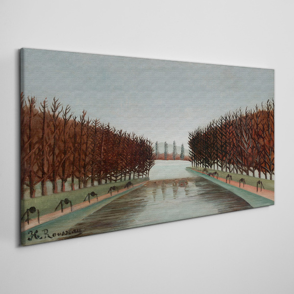Foto auf leinwand Winterlandschaft mit einem Fluss