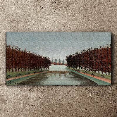 Foto auf leinwand Winterlandschaft mit einem Fluss