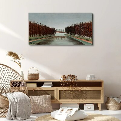 Foto auf leinwand Winterlandschaft mit einem Fluss