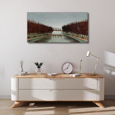 Foto auf leinwand Winterlandschaft mit einem Fluss