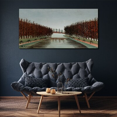 Foto auf leinwand Winterlandschaft mit einem Fluss