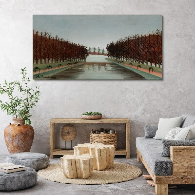 Foto auf leinwand Winterlandschaft mit einem Fluss