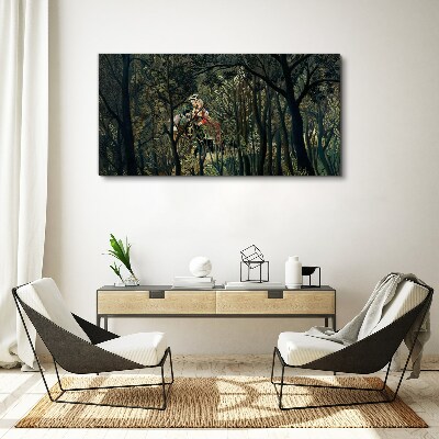 Foto leinwand Mysteriöser Reiter im Wald