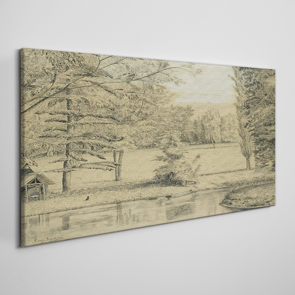 Bild auf leinwand Eine friedliche Landschaft am Fluss