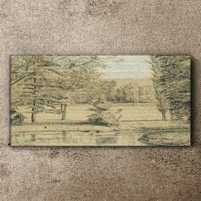 Bild auf leinwand Eine friedliche Landschaft am Fluss