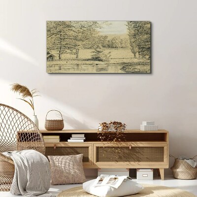 Bild auf leinwand Eine friedliche Landschaft am Fluss