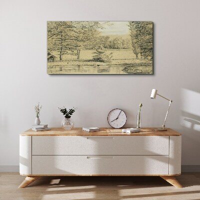 Bild auf leinwand Eine friedliche Landschaft am Fluss