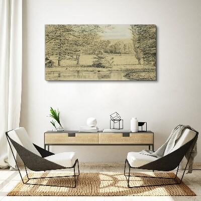Bild auf leinwand Eine friedliche Landschaft am Fluss