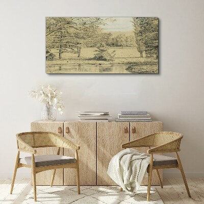 Bild auf leinwand Eine friedliche Landschaft am Fluss
