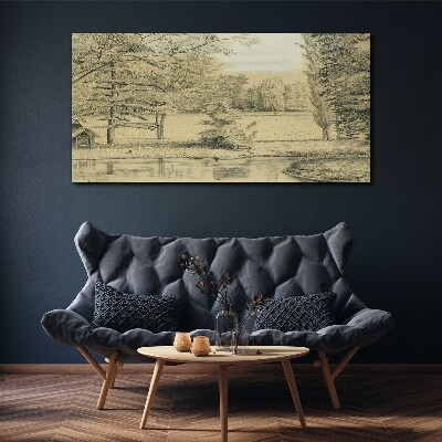 Bild auf leinwand Eine friedliche Landschaft am Fluss
