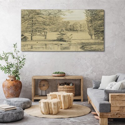 Bild auf leinwand Eine friedliche Landschaft am Fluss