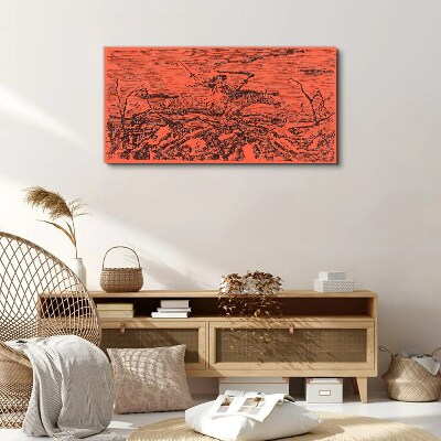 Foto auf leinwand Reiter auf feuriger Landschaft