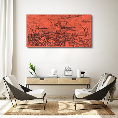 Foto auf leinwand Reiter auf feuriger Landschaft