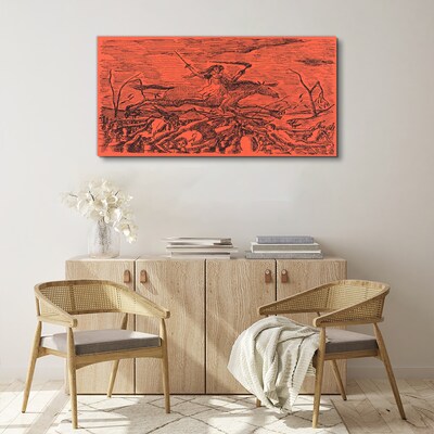 Foto auf leinwand Reiter auf feuriger Landschaft