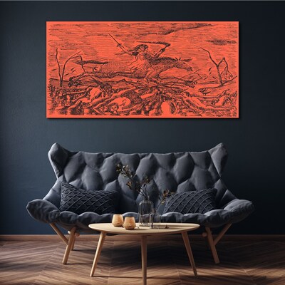 Foto auf leinwand Reiter auf feuriger Landschaft
