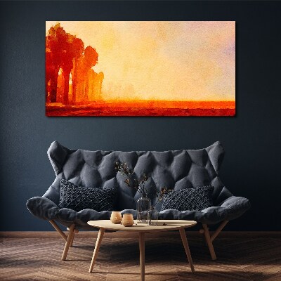 Foto auf leinwand Sonnenuntergang hinter den Palmen