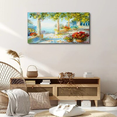 Foto auf leinwand Frühlingslandschaft mit Blumen