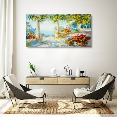 Foto auf leinwand Frühlingslandschaft mit Blumen
