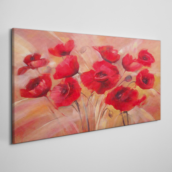 Foto leinwand Rote Mohnblumen in einer Pastellkomposition