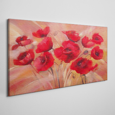 Foto leinwand Rote Mohnblumen in einer Pastellkomposition
