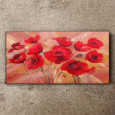Foto leinwand Rote Mohnblumen in einer Pastellkomposition