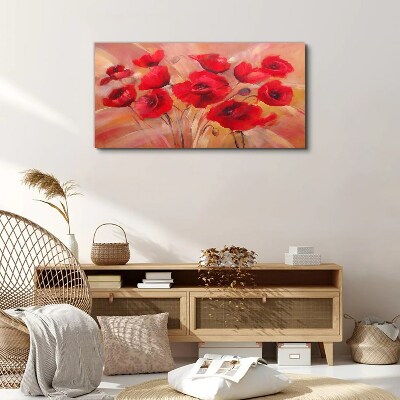 Foto leinwand Rote Mohnblumen in einer Pastellkomposition