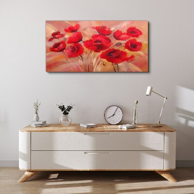 Foto leinwand Rote Mohnblumen in einer Pastellkomposition