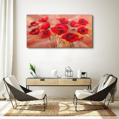 Foto leinwand Rote Mohnblumen in einer Pastellkomposition