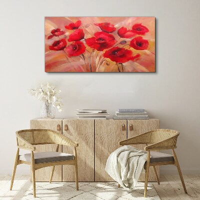 Foto leinwand Rote Mohnblumen in einer Pastellkomposition