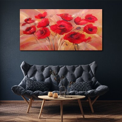 Foto leinwand Rote Mohnblumen in einer Pastellkomposition
