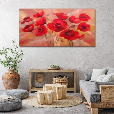 Foto leinwand Rote Mohnblumen in einer Pastellkomposition