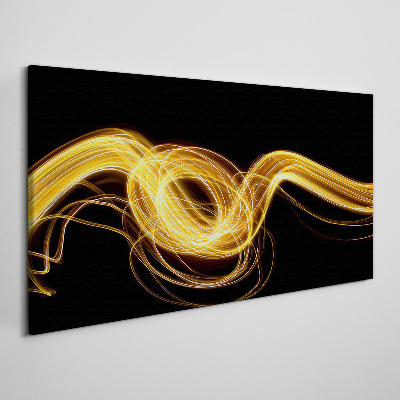 Foto auf leinwand Goldene Lichtstreifen auf Schwarz