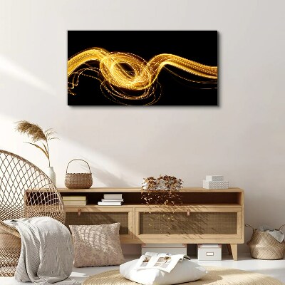 Foto auf leinwand Goldene Lichtstreifen auf Schwarz