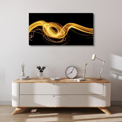 Foto auf leinwand Goldene Lichtstreifen auf Schwarz