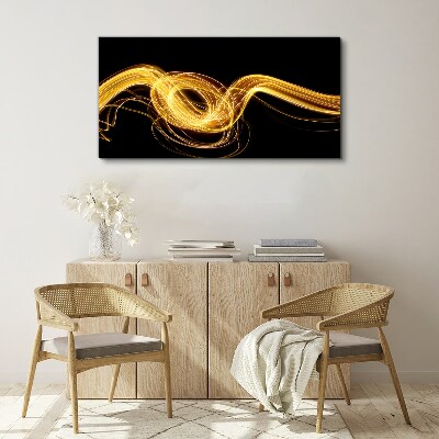 Foto auf leinwand Goldene Lichtstreifen auf Schwarz