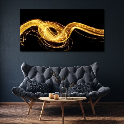 Foto auf leinwand Goldene Lichtstreifen auf Schwarz