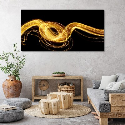 Foto auf leinwand Goldene Lichtstreifen auf Schwarz