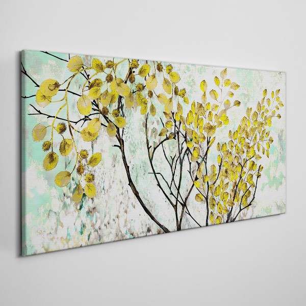 Foto auf leinwand Frühlingsblätter vor dem blauen Hintergrund