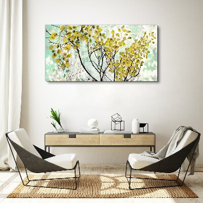 Foto auf leinwand Frühlingsblätter vor dem blauen Hintergrund