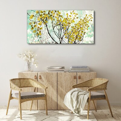 Foto auf leinwand Frühlingsblätter vor dem blauen Hintergrund