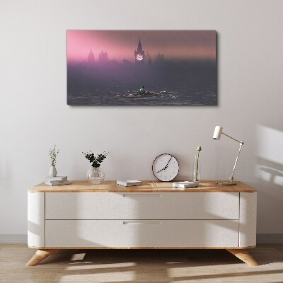 Foto auf leinwand Eingebettet in den Stadtnebel