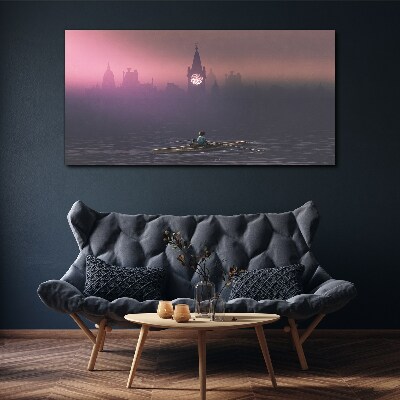 Foto auf leinwand Eingebettet in den Stadtnebel