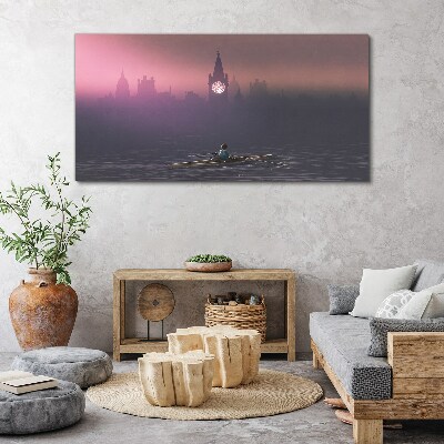 Foto auf leinwand Eingebettet in den Stadtnebel