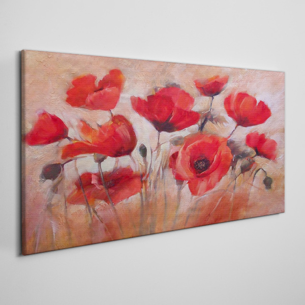 Bild auf leinwand Rote Mohnblumen auf pastellfarbenem Hintergrund