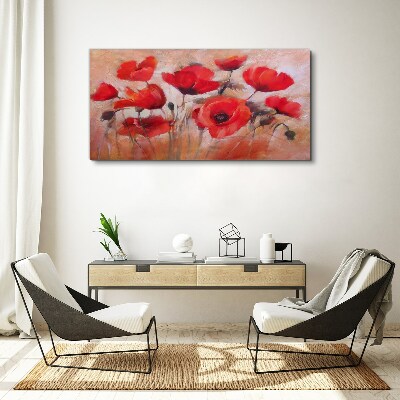 Bild auf leinwand Rote Mohnblumen auf pastellfarbenem Hintergrund