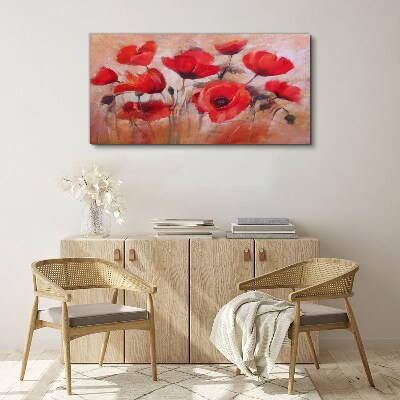 Bild auf leinwand Rote Mohnblumen auf pastellfarbenem Hintergrund