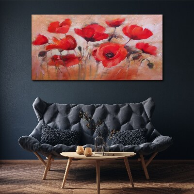 Bild auf leinwand Rote Mohnblumen auf pastellfarbenem Hintergrund